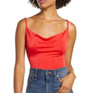 Free People cowl neck red thong Bodysuit